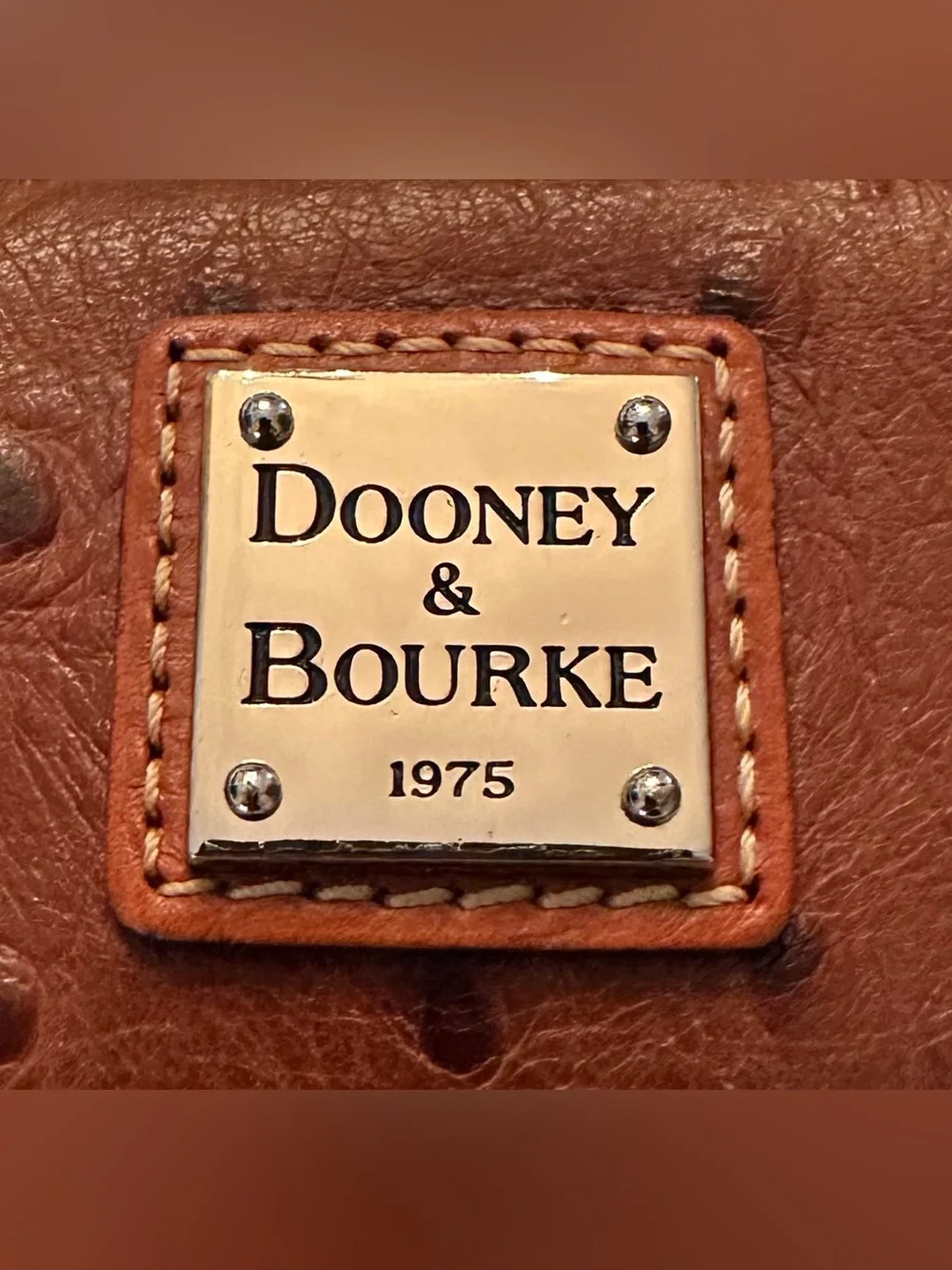 DOONEY & BOURKE CARAMEL/TAN OSTRICH-EMBOSSED CONTINENTAL CLUTCH